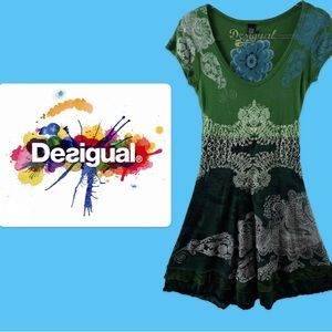 EUC Beautiful Desigual green dress. European size 38. #desigual